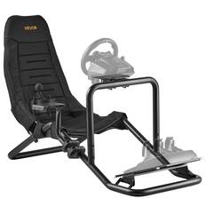 Front. VEVOR - Racing Wheel Stand, Heavy-Duty Integrated Simulator Cockpit Steering Stand, Fit Logitech G25,G27,G29,G920,G923 - Black.