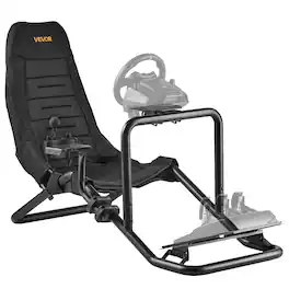 VEVOR - Racing Wheel Stand, Heavy-Duty Integrated Simulator Cockpit Steering Stand, Fit Logitech G25,G27,G29,G920,G923 - Black