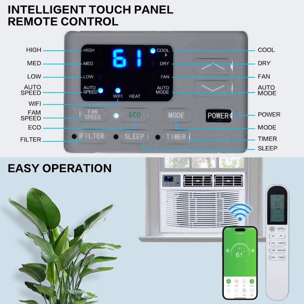 INTELLIGENT TOUCH PANEL REMOTE CONTROL

HIGH MED LOW HIGH MED LOW S I COOL DRY FAN COOL DRY FAN AUTO SPEED WIFI FAN SPEED ECO FILTER AUTO SPEED FAN SPEED FILTER WIFI HEAT ECO SLEEP AUTO MODE MODE TIMER POWER MODE POWER MODE EASY OPERATION

- MODE
- POWER
- TIMER
- SLEEP

HIGH
MED
LOW
AUTO SPEED
WIFI
FAN SPEED
ECO
FILTER
SLEEP

COOL
DRY
FAN
AUTO MODE

EASY OPERATION