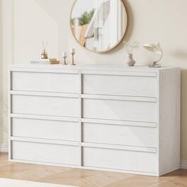 Jojoka - 8 Drawer Dresser for Bedroom, Modern Wooden Chest of Drawers Dresser Organizer - White