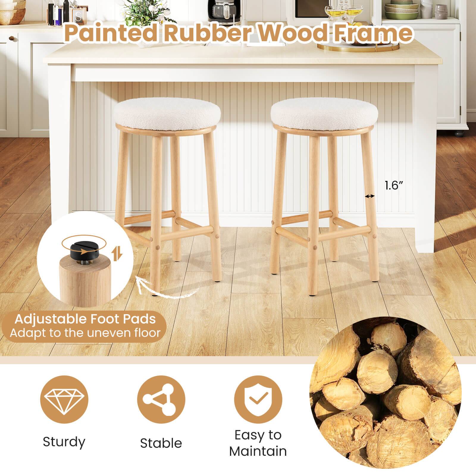 Painted Rubber Wood Frame

1.6" Adjustable Foot Pads Adapt to the uneven floor

Sturdy
Stable
Easy to Maintain