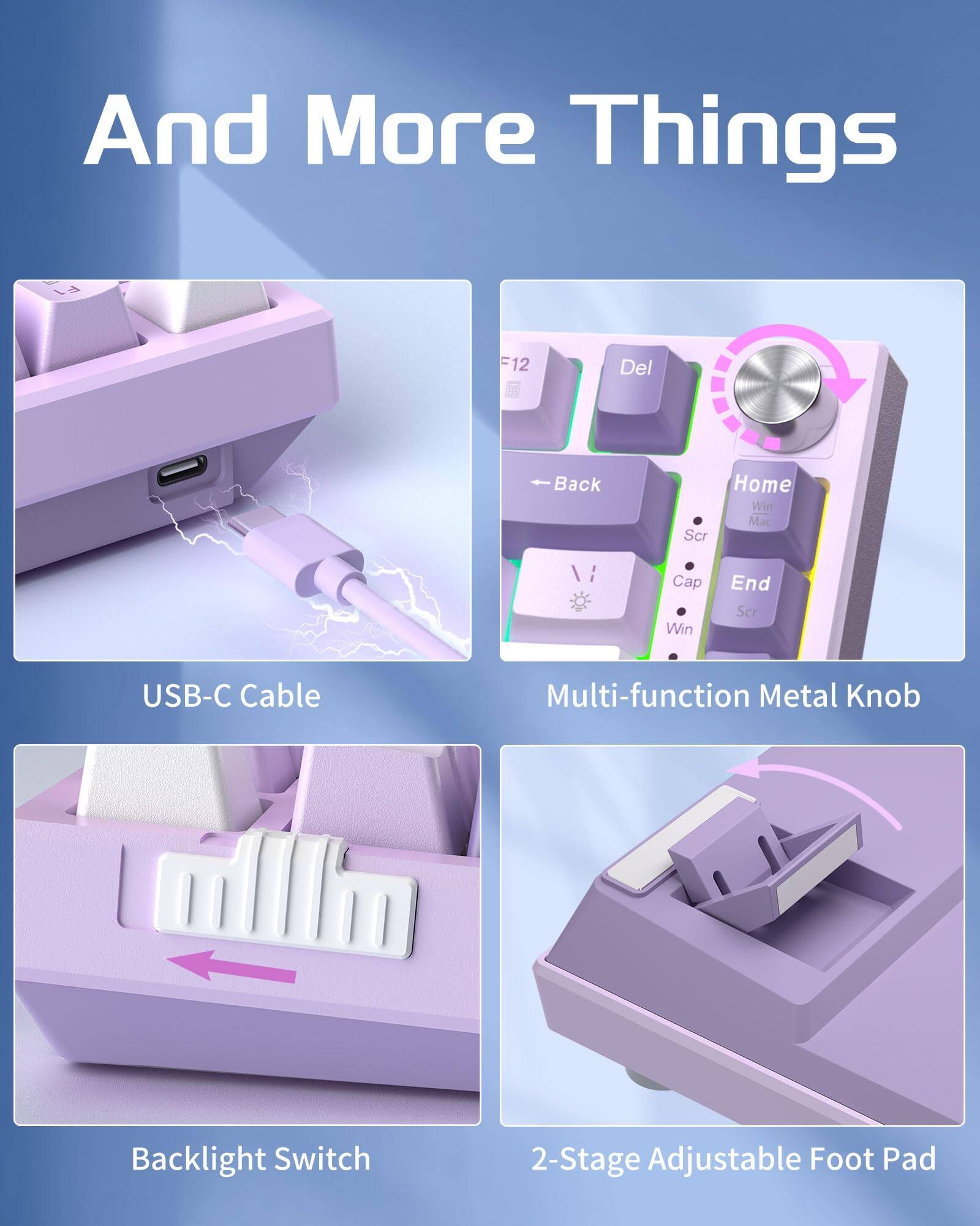 And More Things

- USB-C Cable
- Multi-function Metal Knob
- Backlight Switch
- 2-Stage Adjustable Foot Pad