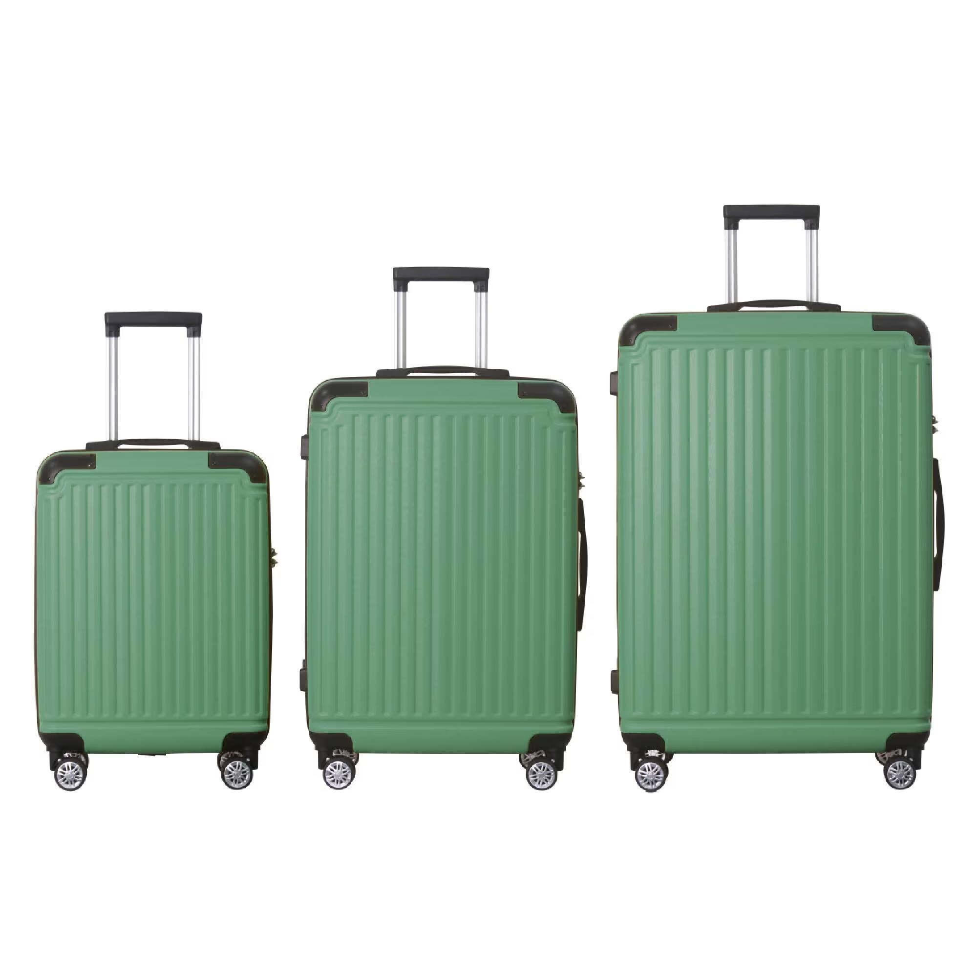 Front. Bestier - 3-Piece ABS Hardshell Luggage Set (20”/24”/28”) with TSA Lock, Silent Spinner Wheels & Telescopic Handle - Green.
