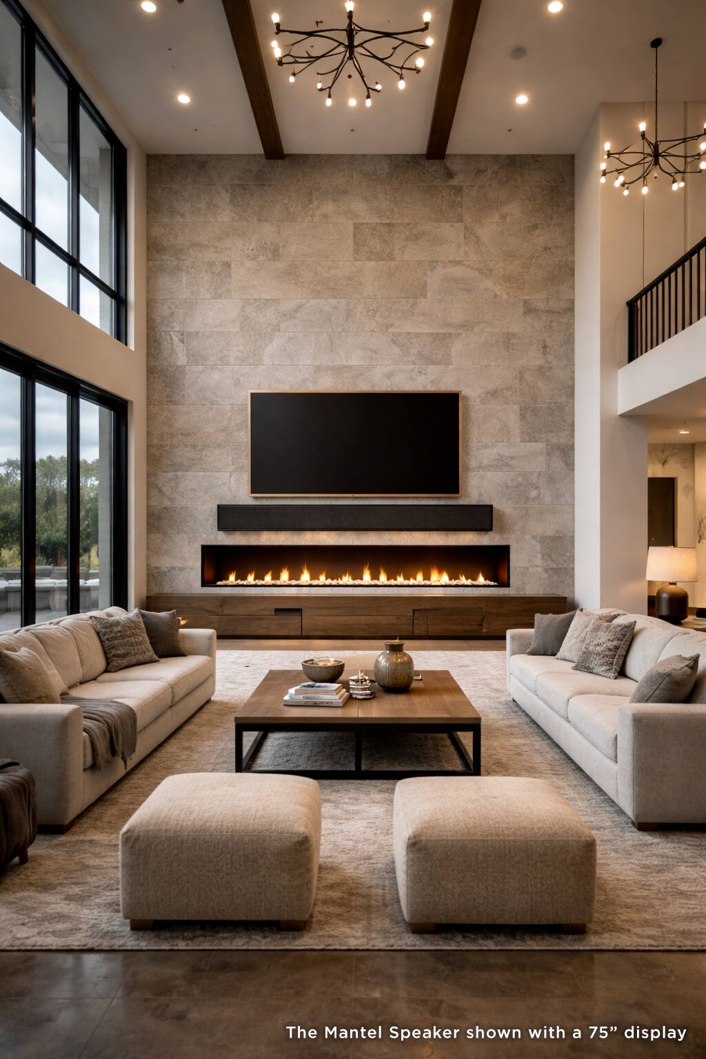 The Mantel Speaker shown with a 75" display