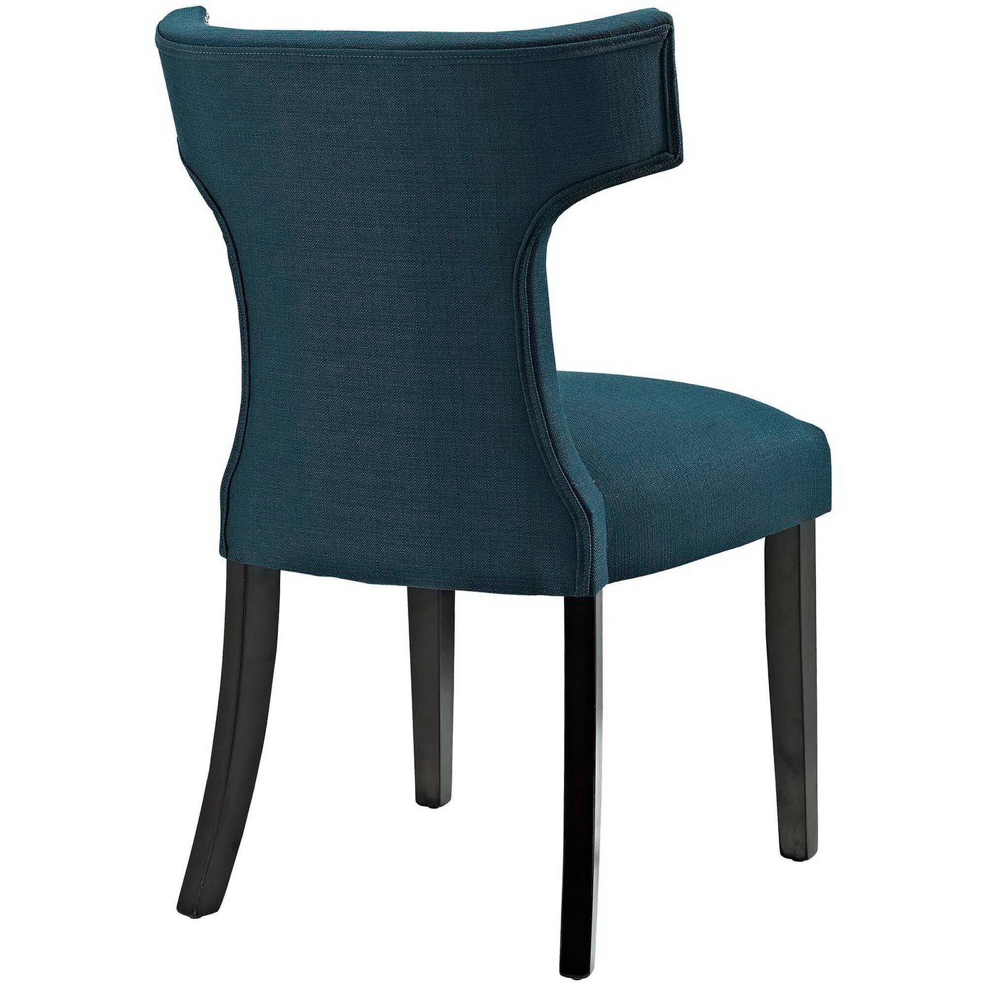 Back. Modway - Curve Fabric Dining Side Chair Set of 2 by Modway - Blue.
