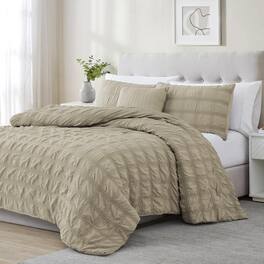 RT Designers Collection - Ramallah Eliza Seersucker Comforter Set - 4-Piece - King 86x102" - tan