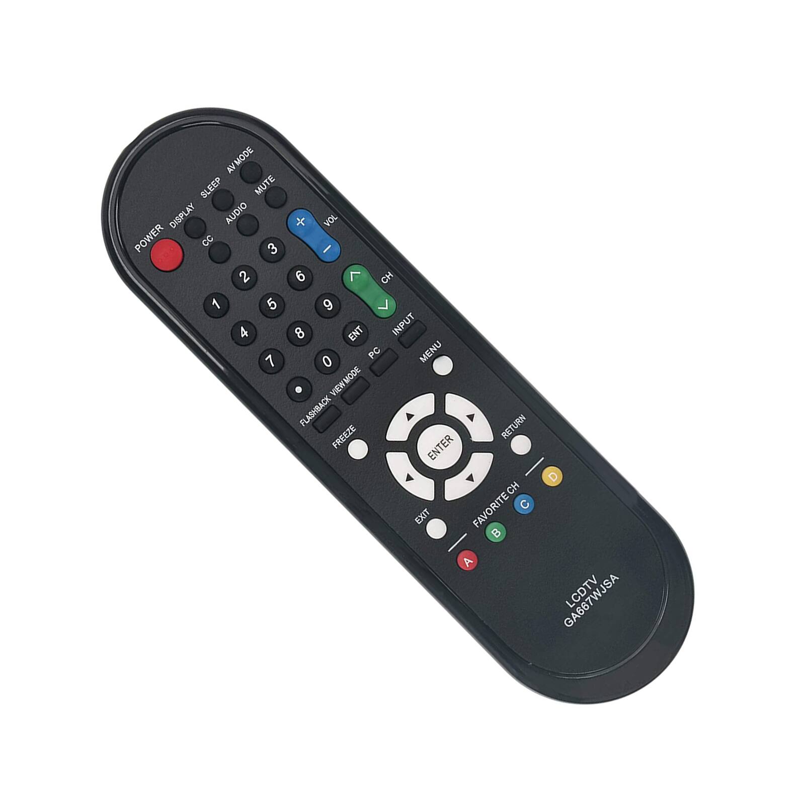 AV MODE SLEEP MUTE DISPLAY AUDIO VOL POWER CC 3 2 6 7 CH 1 5 6 4 8 ENT INPUT 7 0 PC MENU 0 VIEW WOOD VIEW FLASHBACK FREEZE RETURN ENTER FAVORITECH C EXIT A D LCDTV