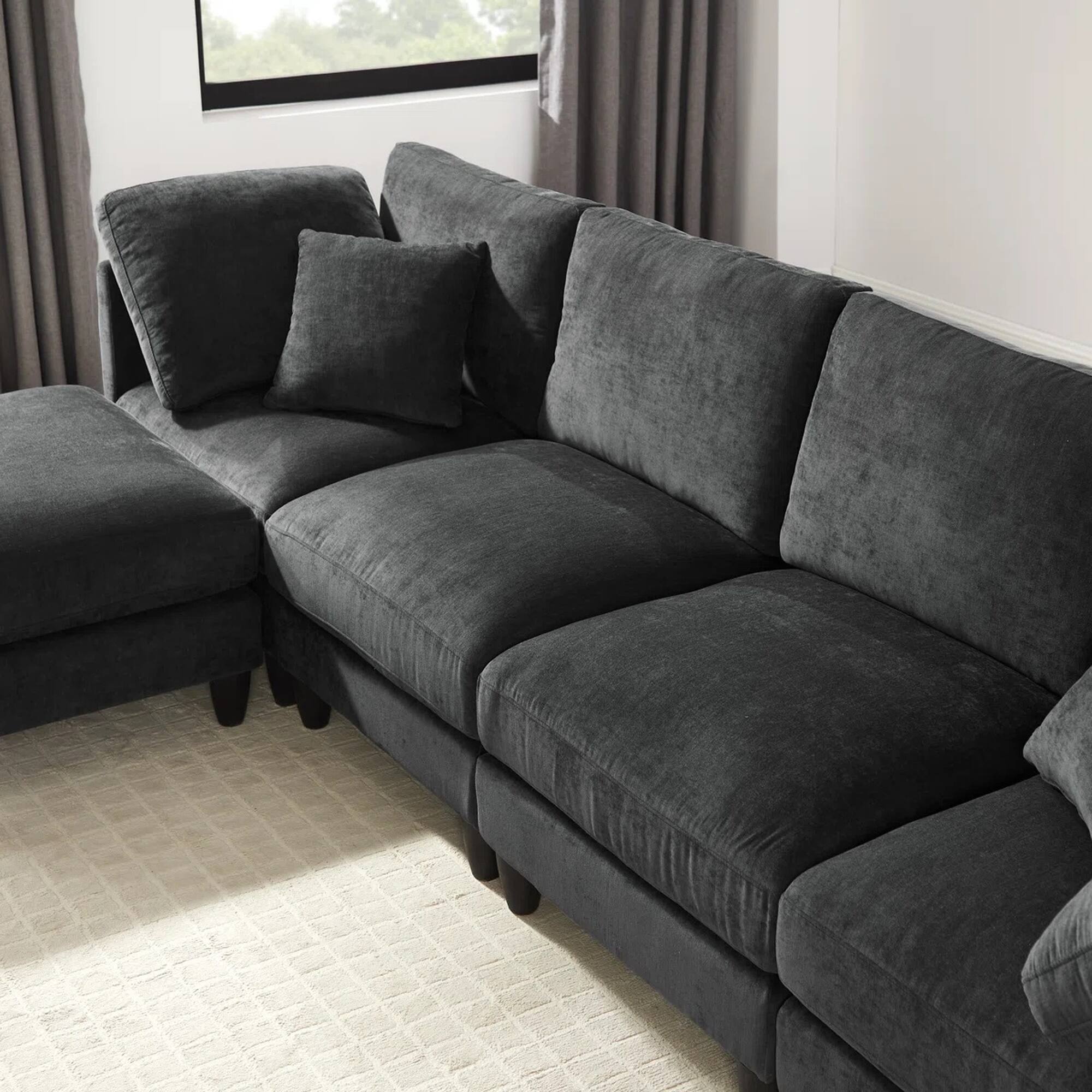Alt View 2. Yardgrace - Modular Sectional Sofa, Convertible Sofa Couch Modular Sofa With Ottoman - Black.