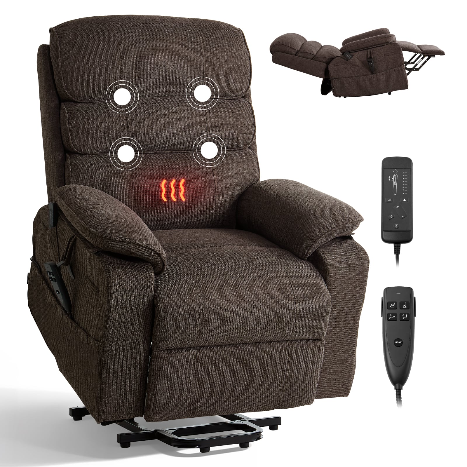 VEVOR - Power Lift Recliner Chair, Dual Motor Medium Lift Chair with Heat and Massage for Elderly, Position Adjustable - Brown price history on PriceWatchPro