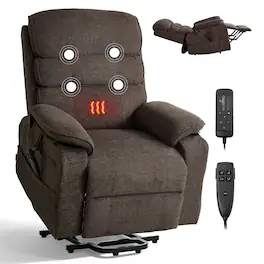 VEVOR - Power Lift Recliner Chair, Dual Motor Medium Lift Chair with Heat and Massage for Elderly, Position Adjustable - Brown