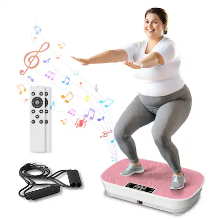 Front. KERDOM - Vibration Plate Waver Exercise Machine with Bluetooth 99 Speed for Weight Loss Home Fitness, Full Body Rocking - Pink.