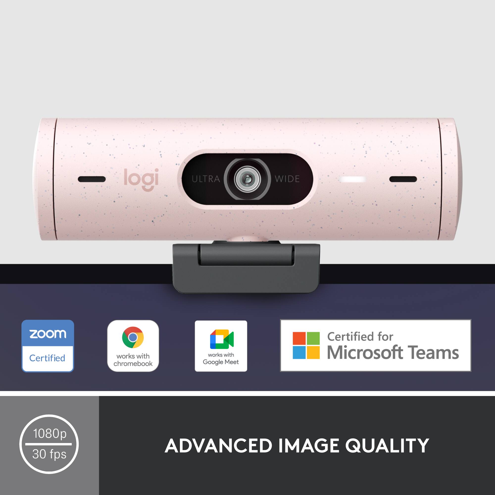 - Logi Ultra Wide
- Certified for Microsoft Teams
- Works with Chromebook
- Works with Google Meet
- 1080p 30 fps
- Advanced Image Quality