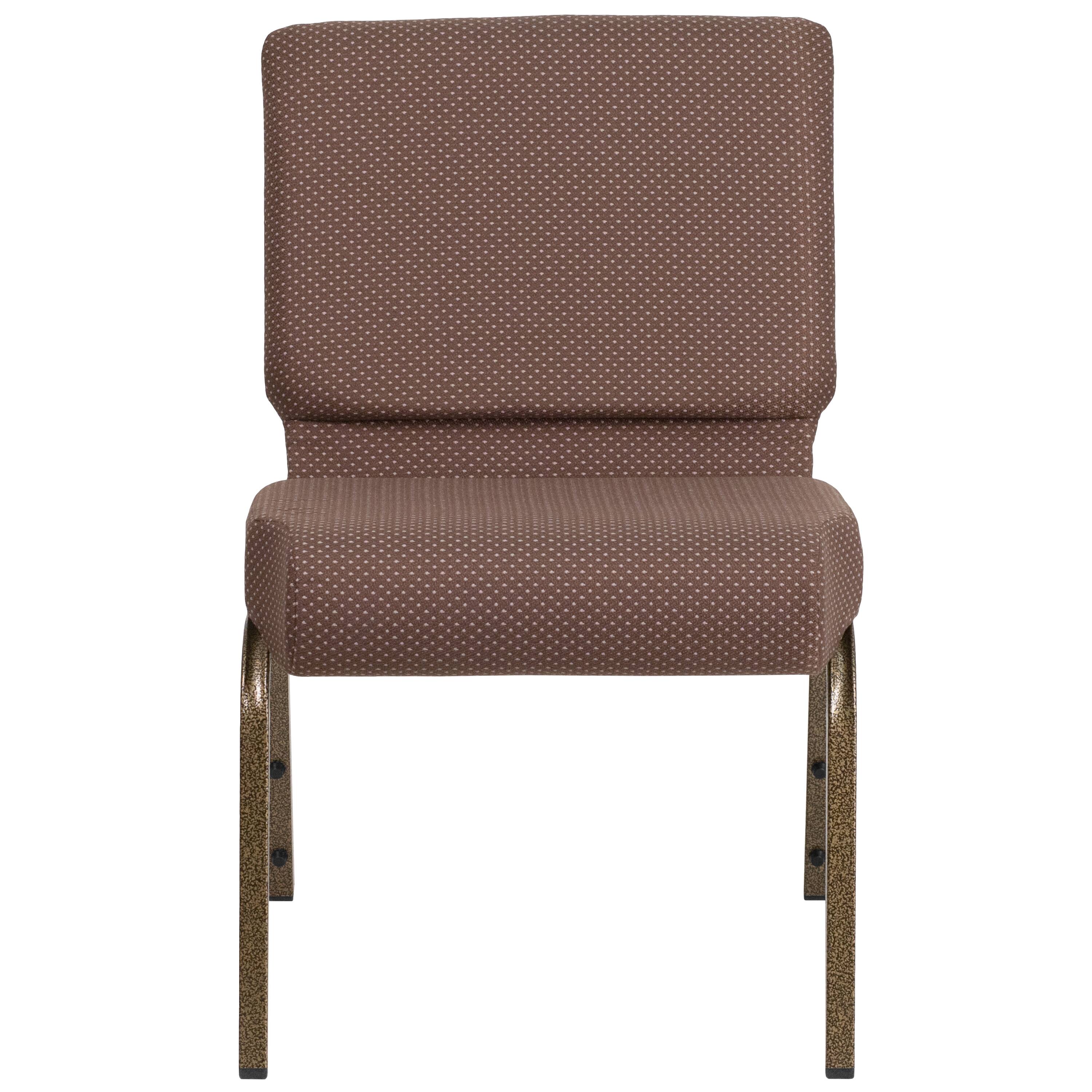 Alt View 5. Emma + Oliver - 4 Pack 21''W Stacking Church Chair - Brown Dot Fabric/Gold Vein Frame.