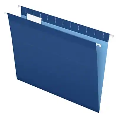 Front. Pendaflex - Reinforced Hanging File Folders, 1/5 Tab, Letter Size, 25/Box - Navy.