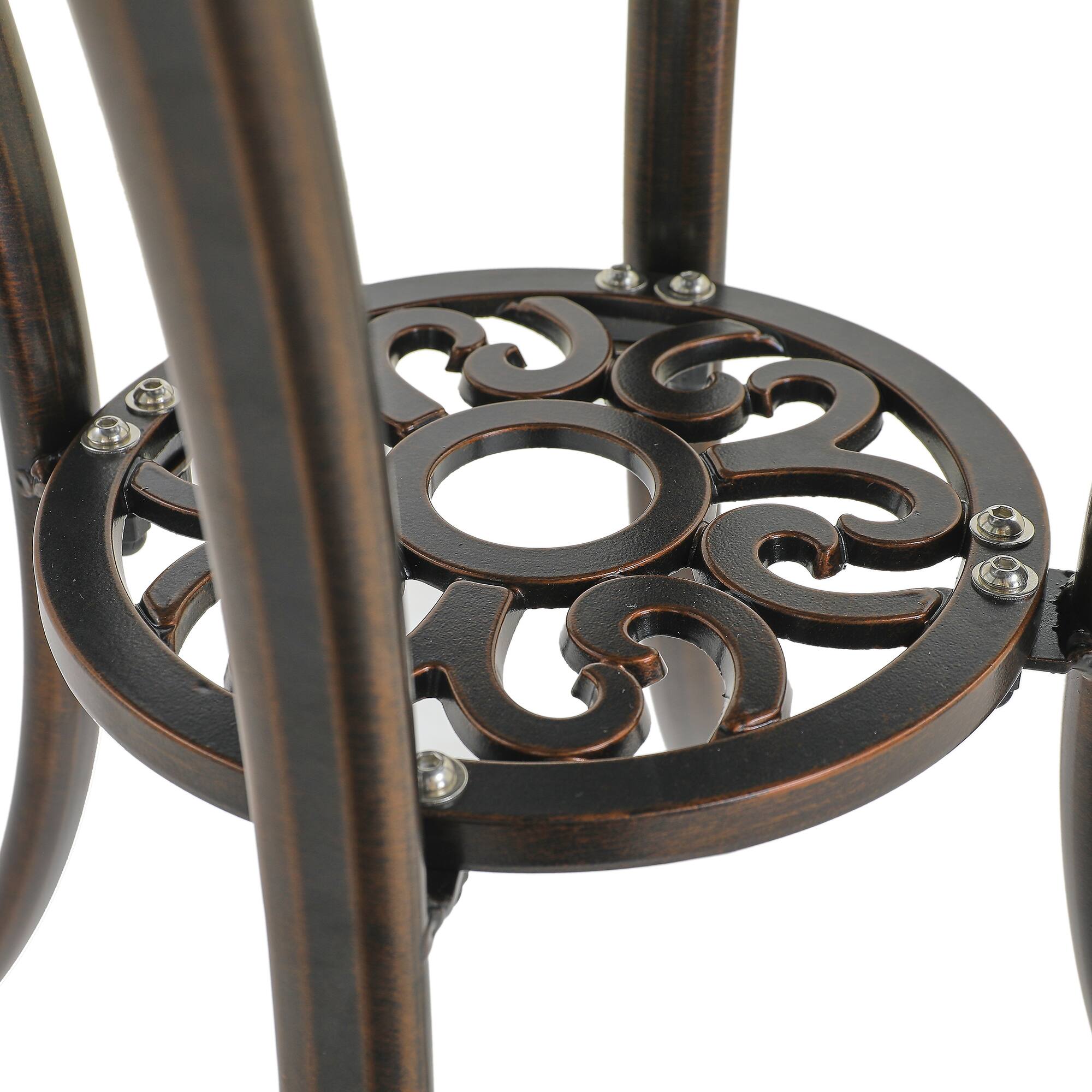 Alt View 6. Mondawe - Round Patio Table with Umbrella Hole - Bronze.
