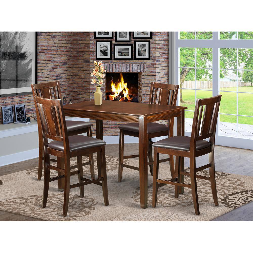 East West Furniture 5 PC counter height Dining room set pub Table and 4 ...