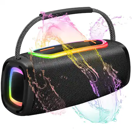 Front. Dazzed Corner - Bluetooth Speakers, Portable Wireless Speaker with RGB Lights - Black.