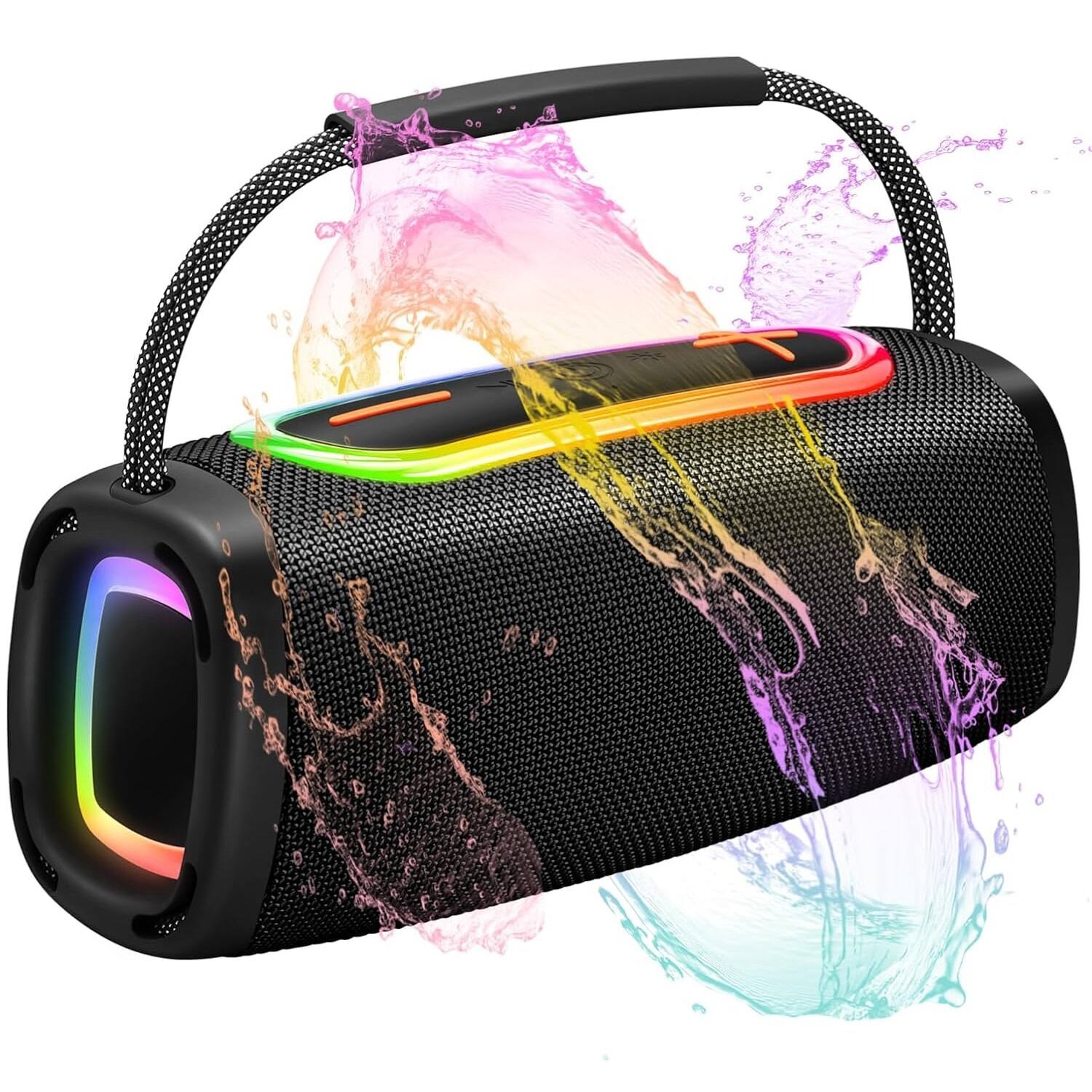 Front. Dazzed Corner - Bluetooth Speakers, Portable Wireless Speaker with RGB Lights - Black.
