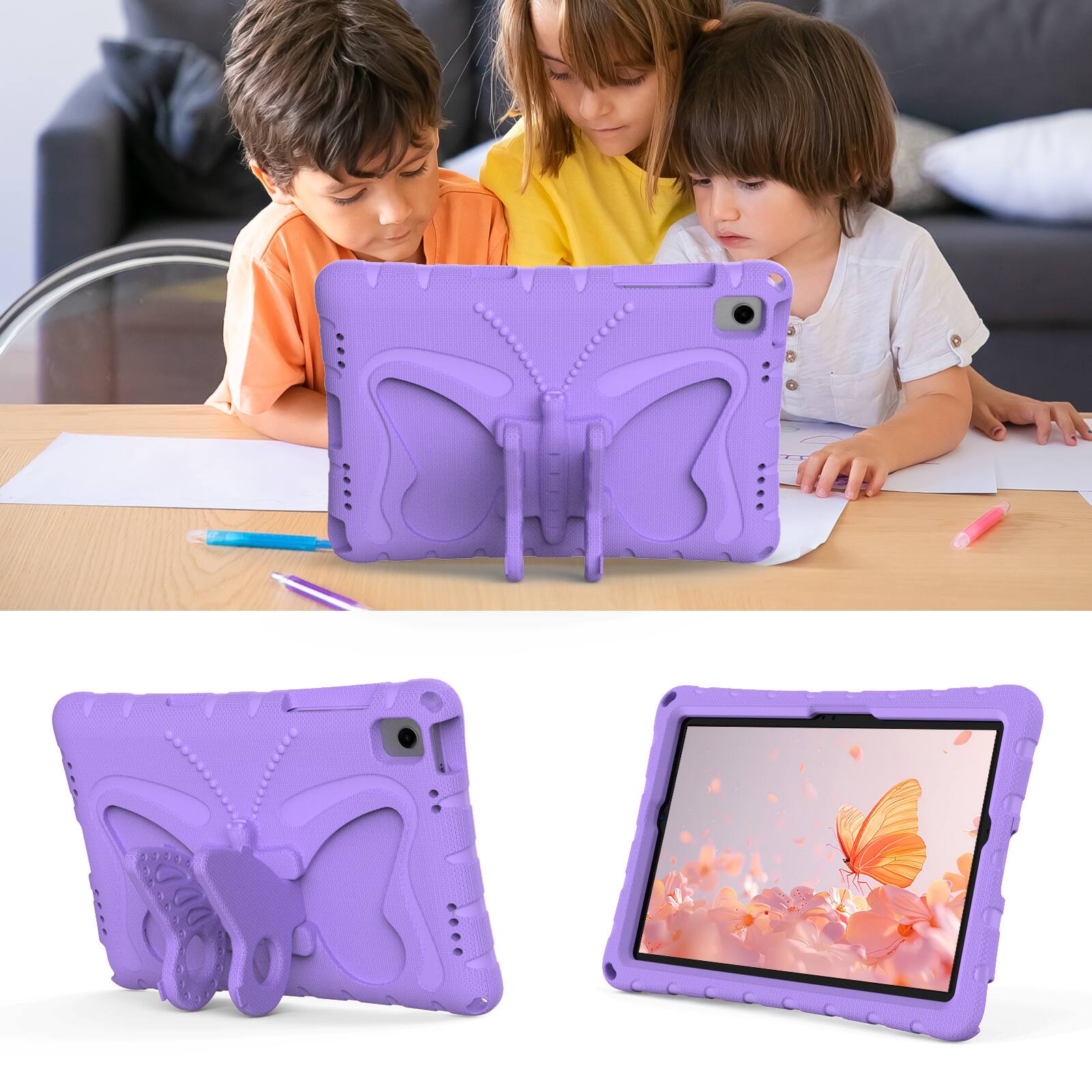 Alt View 2. Dteck - Kids Case for Samsung Galaxy Tab A11+ 2025 / A9+ 2023 Case 11 Inch with Strap & Stand, Shockproof EVA Protective Cover - Lightpurple.