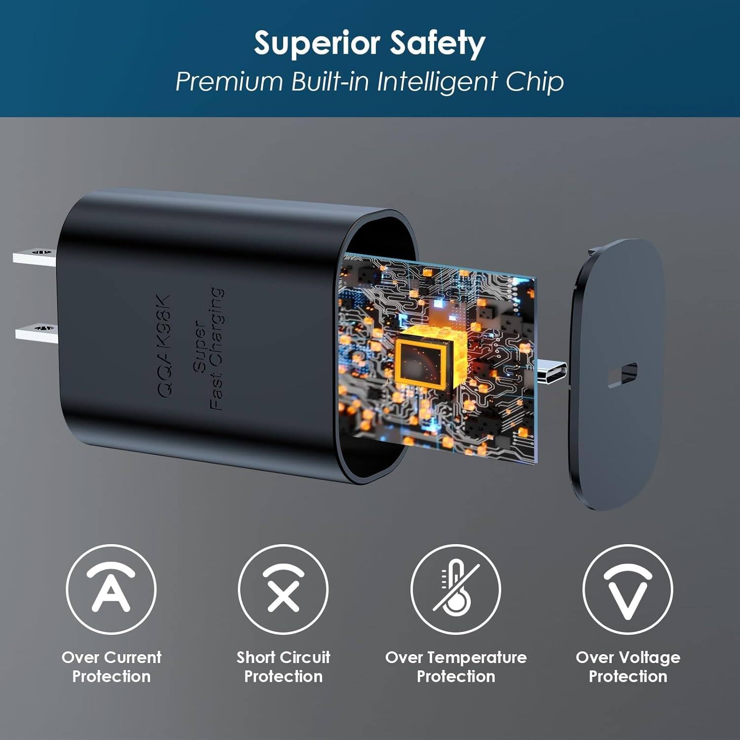 Superior Safety, Premium Built-in Intelligent Chip, TAF COKEEK Super Charging Fast, Over Current Protection, Short Circuit Protection, Over Temperature Protection, Over Voltage Protection