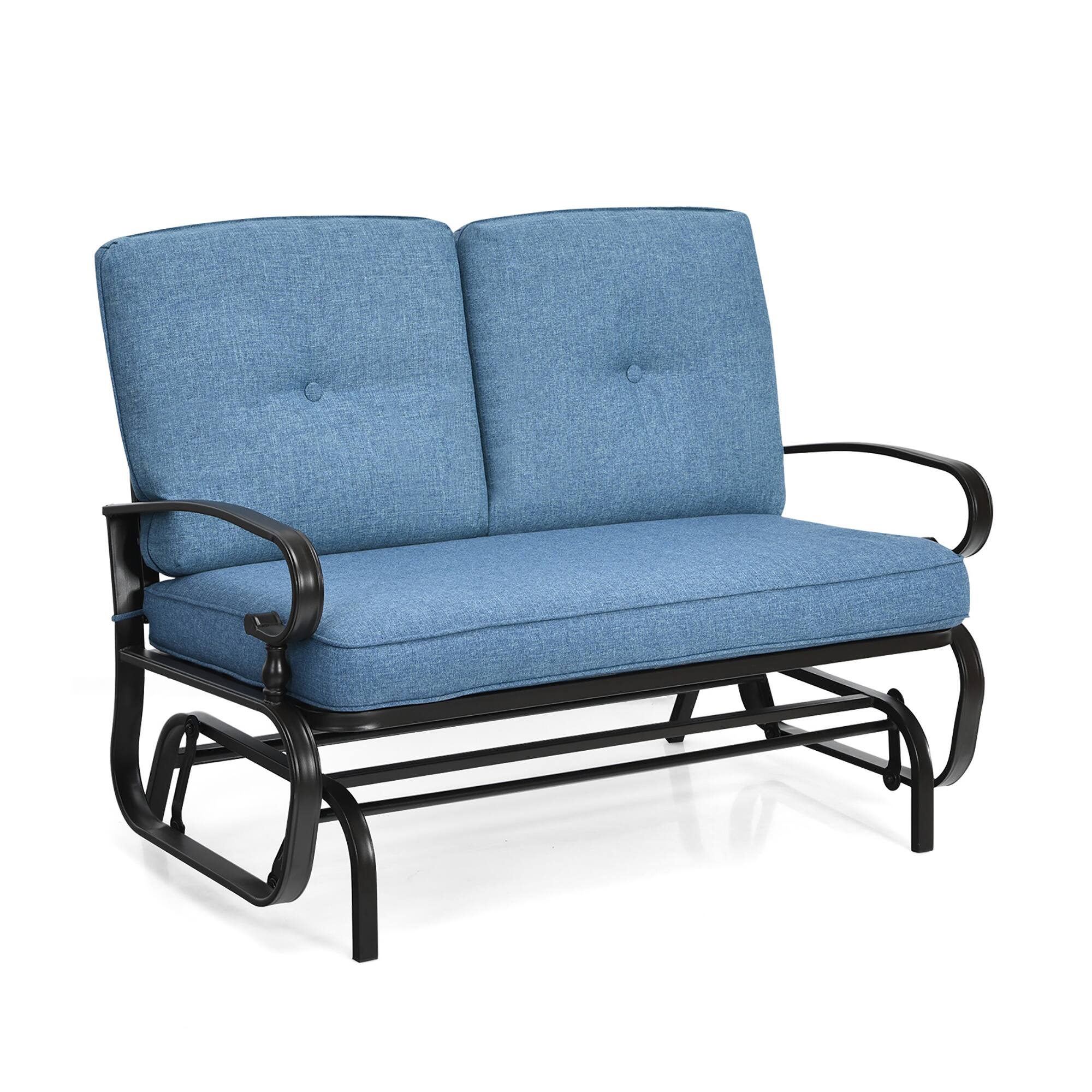 Alt View 9. Costway - Costway 2-Person Outdoor Swing Glider Chair Bench Loveseat Cushioned Sofa - Blue.