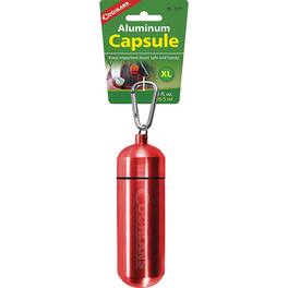 Coghlan’s - Coghlan's Aluminum Capsule with Carabiner, Watertight Seal - X-Large 1.6 x 5in" - Red