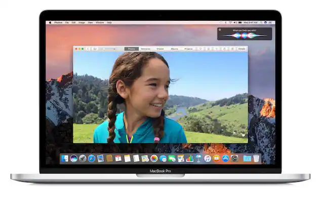 Photos File Edit Image View Window Help
Wed 9:41 AM
What can I help you with?
Photos Memories Shared Albums Projects
Details
MacBook Pro