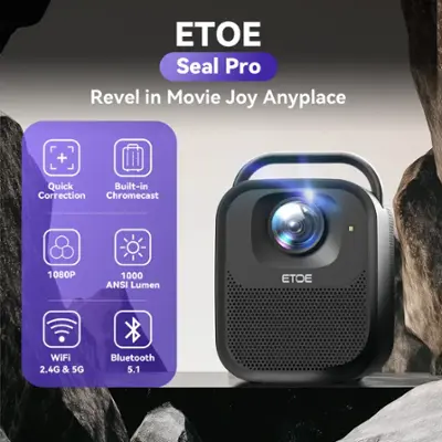 ETOE Seal Pro 4K 1080P Smart Projector, Google TV & Netflix