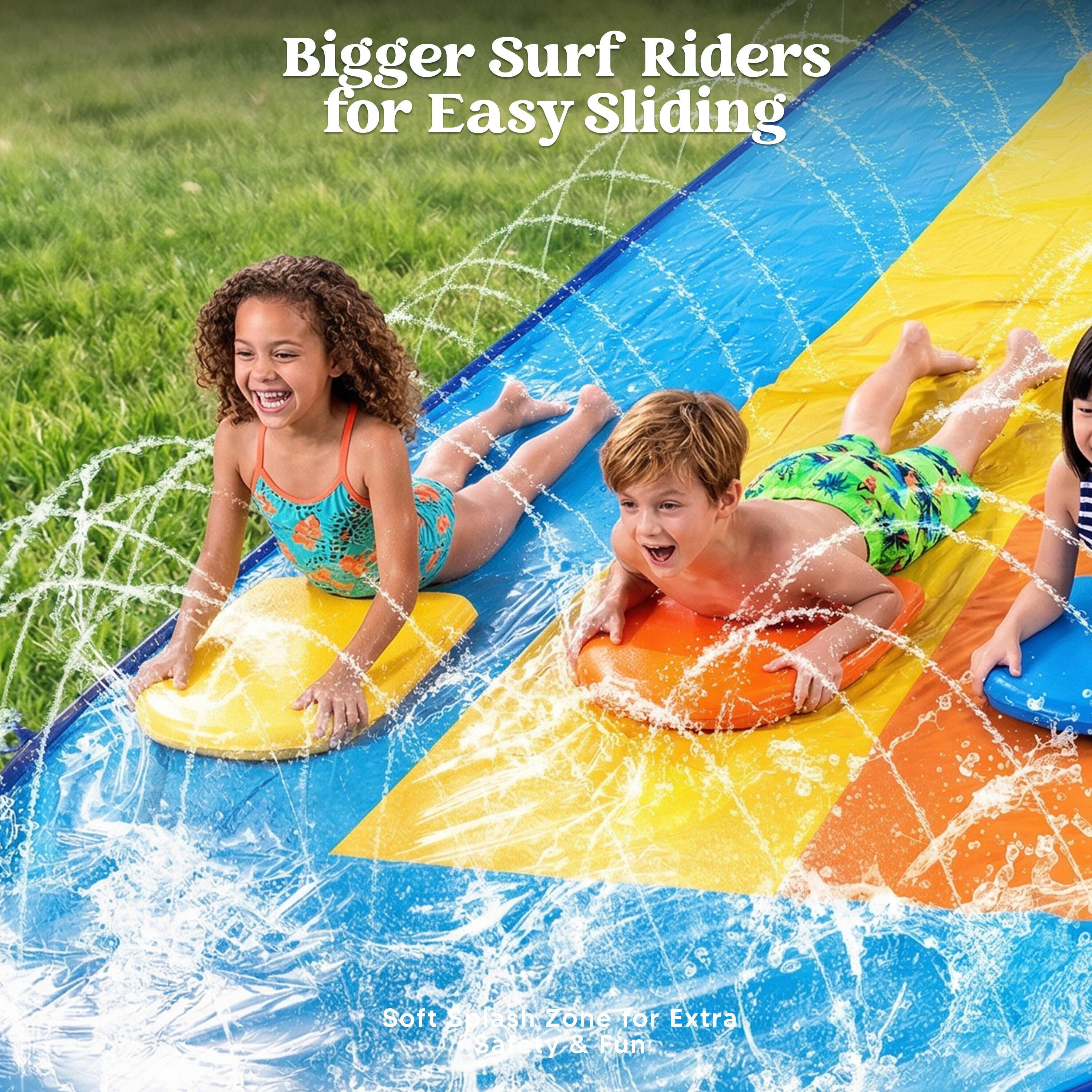 Bigger Surf Riders for Easy Sliding

Soft Splash Zone for Extra Safety & Fun