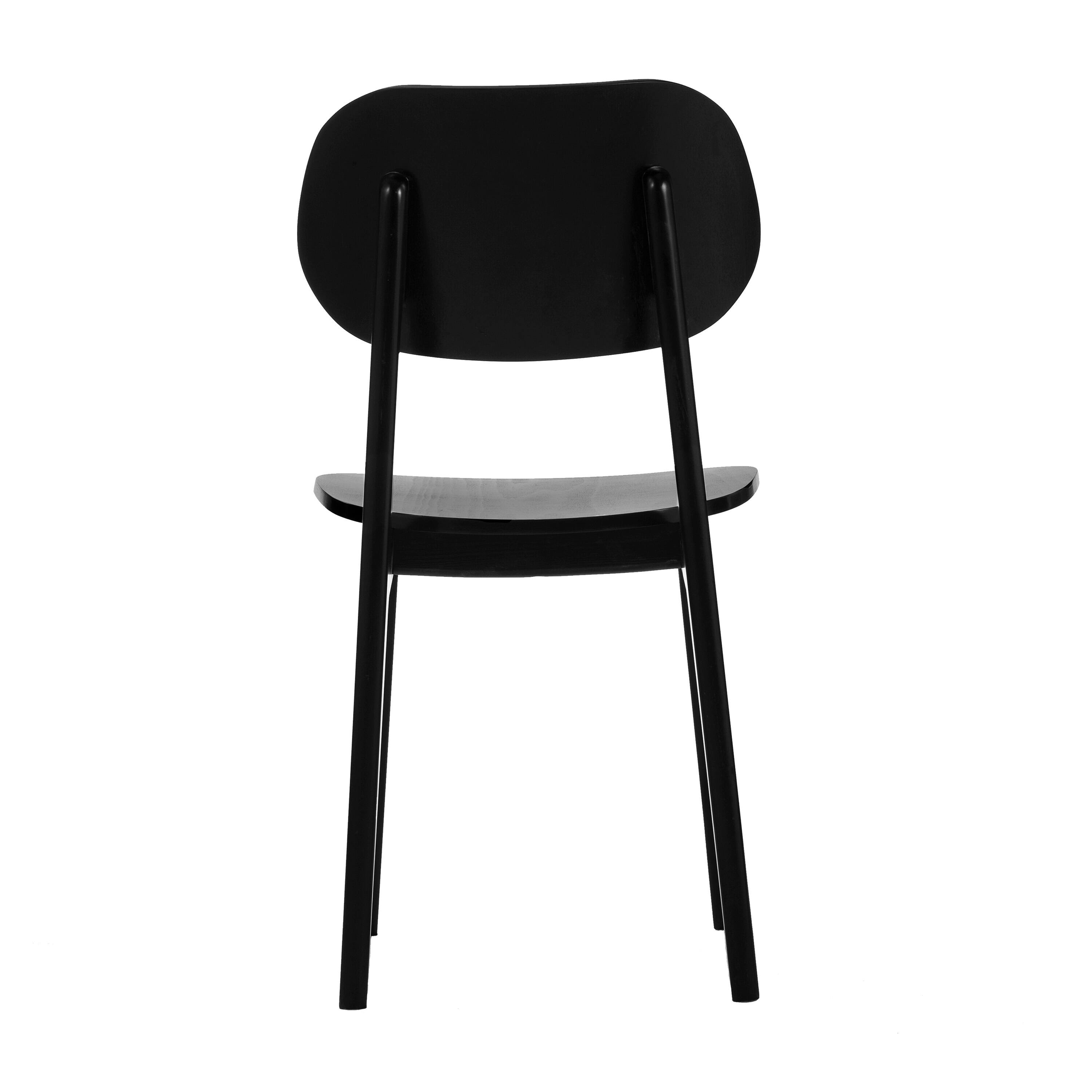 Back. Flash Furniture - Verona Commercial Grade Solid Wood Dining Chair with Curved Oval Backrest in Black - Black.