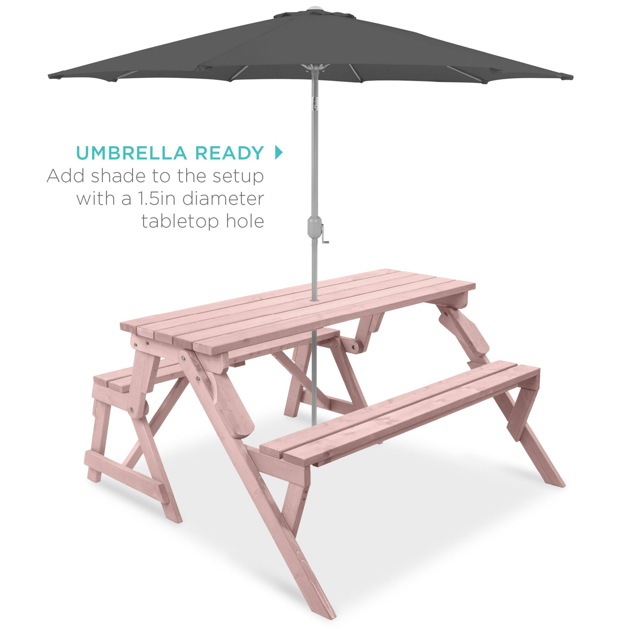 UMBRELLA READY  
Add shade to the setup with a 1.5in diameter tabletop hole
