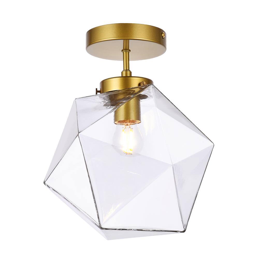 Left. Living District - Lawrence 1 light brass and clear glass flush mount - Brass And Clear.