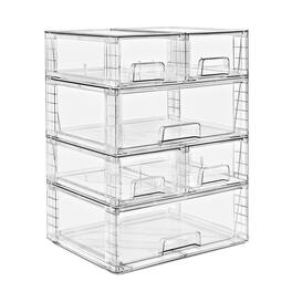 Sorbus - Stackable Clear Storage Drawers, 6 Pack (2 Wide + 4 Small) Pull-Out Organizer Bins