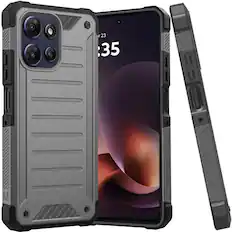 Front. Kitcheniva - Shockproof Protective Case For Moto G Power 2025 2026 With Tempered Glass Grey - Gray.