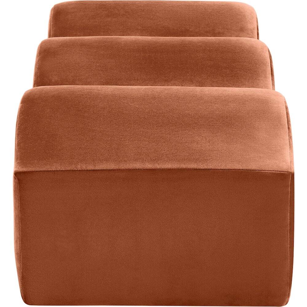 Alt View 4. Meridian Furniture - Wave Cognac Velvet Bench - Brown.