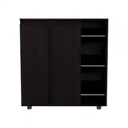 Loheer - 3 Tier Shoe Rack, Compact Shoe Storage Organizer - Black