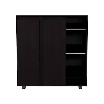 Front. Loheer - Loheer 3 Tier Shoe Rack, Compact Shoe Storage Organizer, Black - Black.