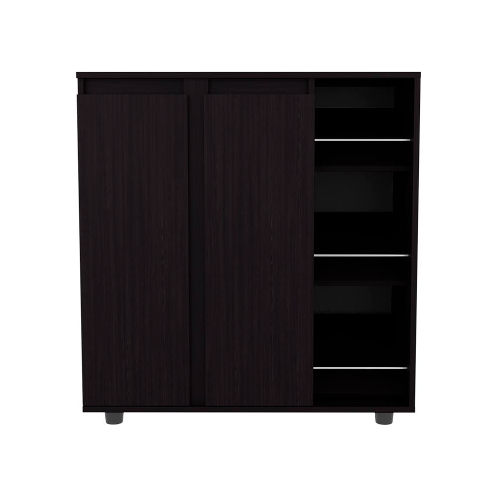 Loheer - 3 Tier Shoe Rack, Compact Shoe Storage Organizer - Black