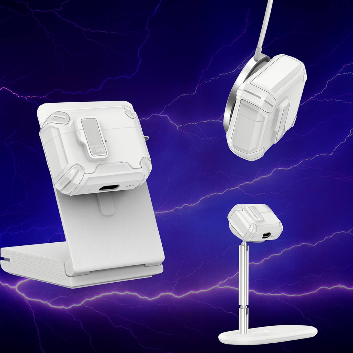 Back. SaharaCase - Apple Airpods Pro 3 Heavy Duty Case | Compatible with Magsafe | Secure Lock | Raider Series - White Stone.