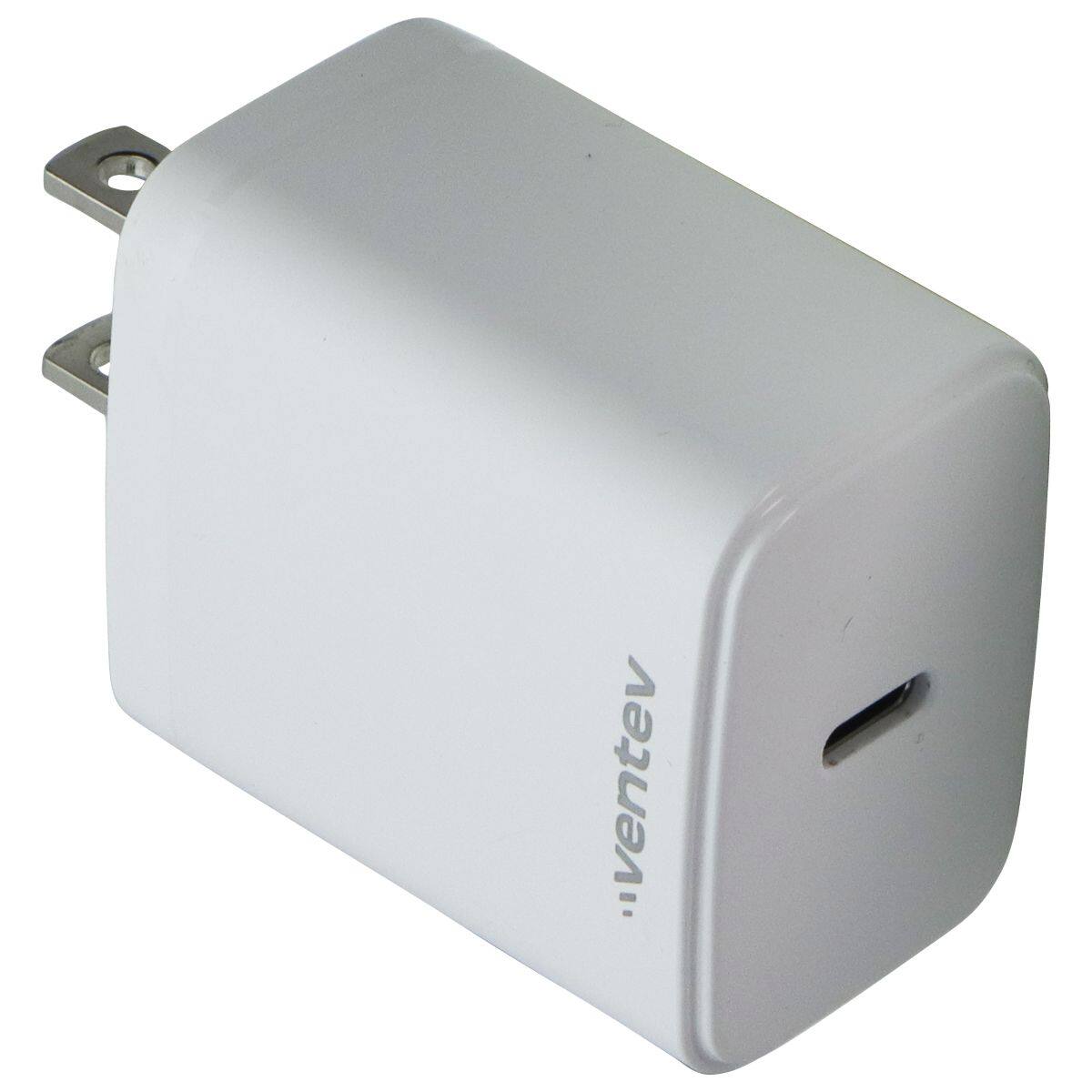 Angle. Ventev - 20W Single Port USB-C Ultra Fast Wall Charger - White - White.
