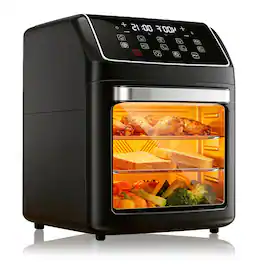 Sweet - 12.6Qt Air Fryer Oven, Family Size Countertop Convection Oven with 10 Preset Cook Modes For Air Fry, Roast, Reheat - Gray Black