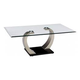 Manhattan Lane - Rectangular Glass Top Coffee Table with Pedestal Base - Black/Silver