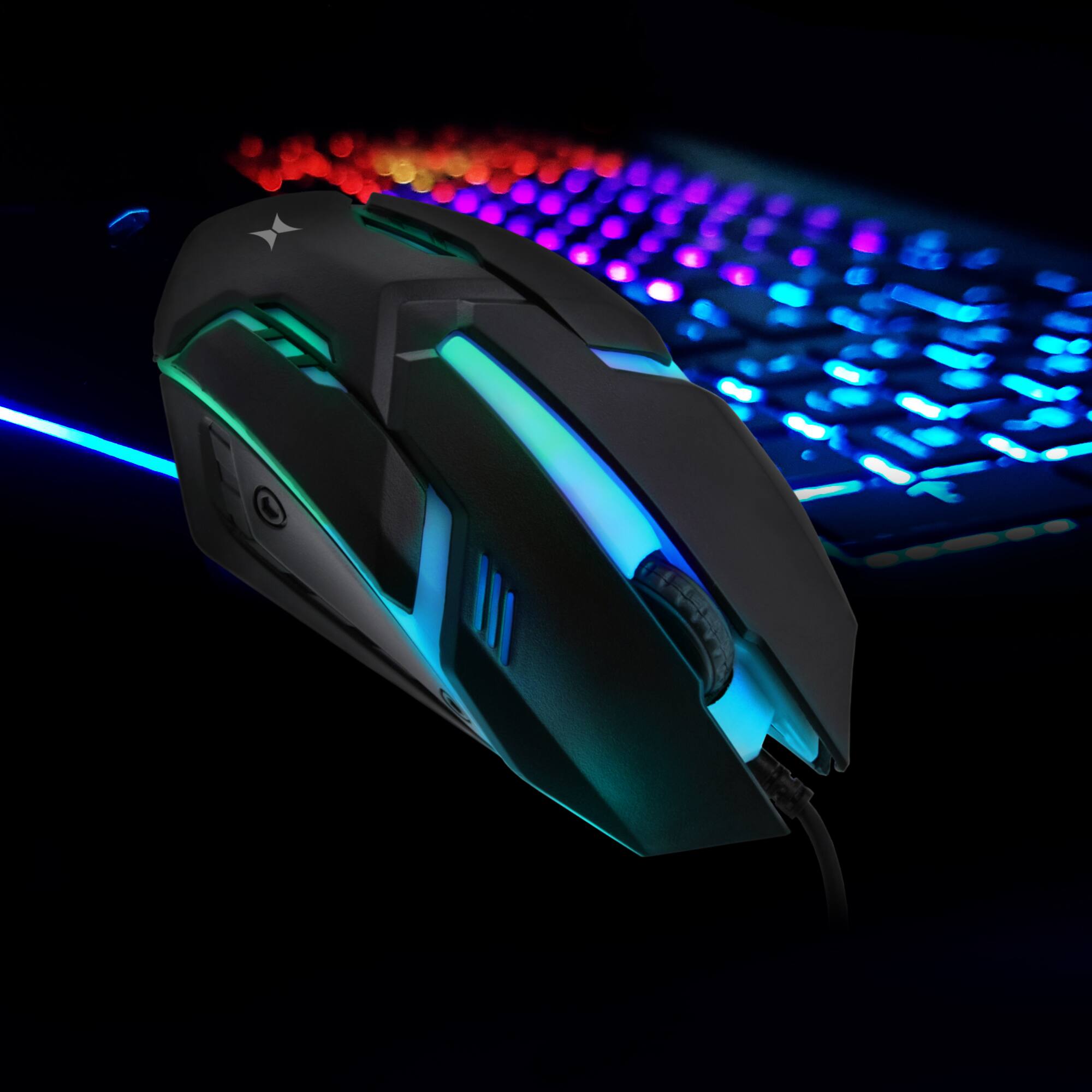 Alt View 1. Xtreme - Multicolor LED Gaming Mouse, Color Fade Lighting, 1000 DPI Max, DIY Installation - Black.