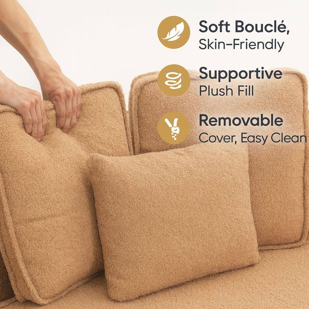 Soft Bouclé, Skin-Friendly  
Supportive Plush Fill  
Removable Cover, Easy Clean