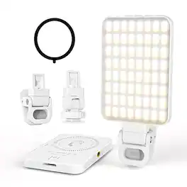 YONWAY - Multi-Functional Magnetic Fill Light, 3 Color Modes, 10 Brightness Levels, 128 Eye-Caring LEDs for Camera, Phone, Laptop