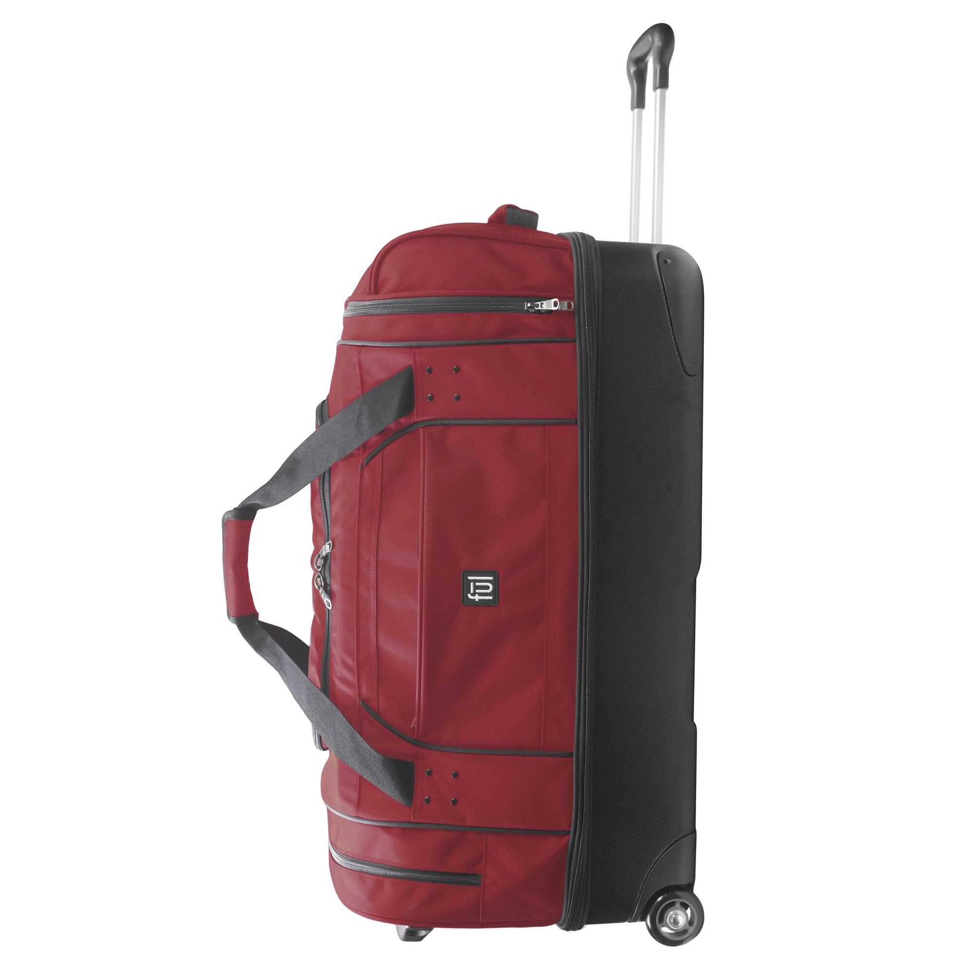 Left. Ful - Workhorse 30" Split Level Rolling Duffle Bag - DARK RED.