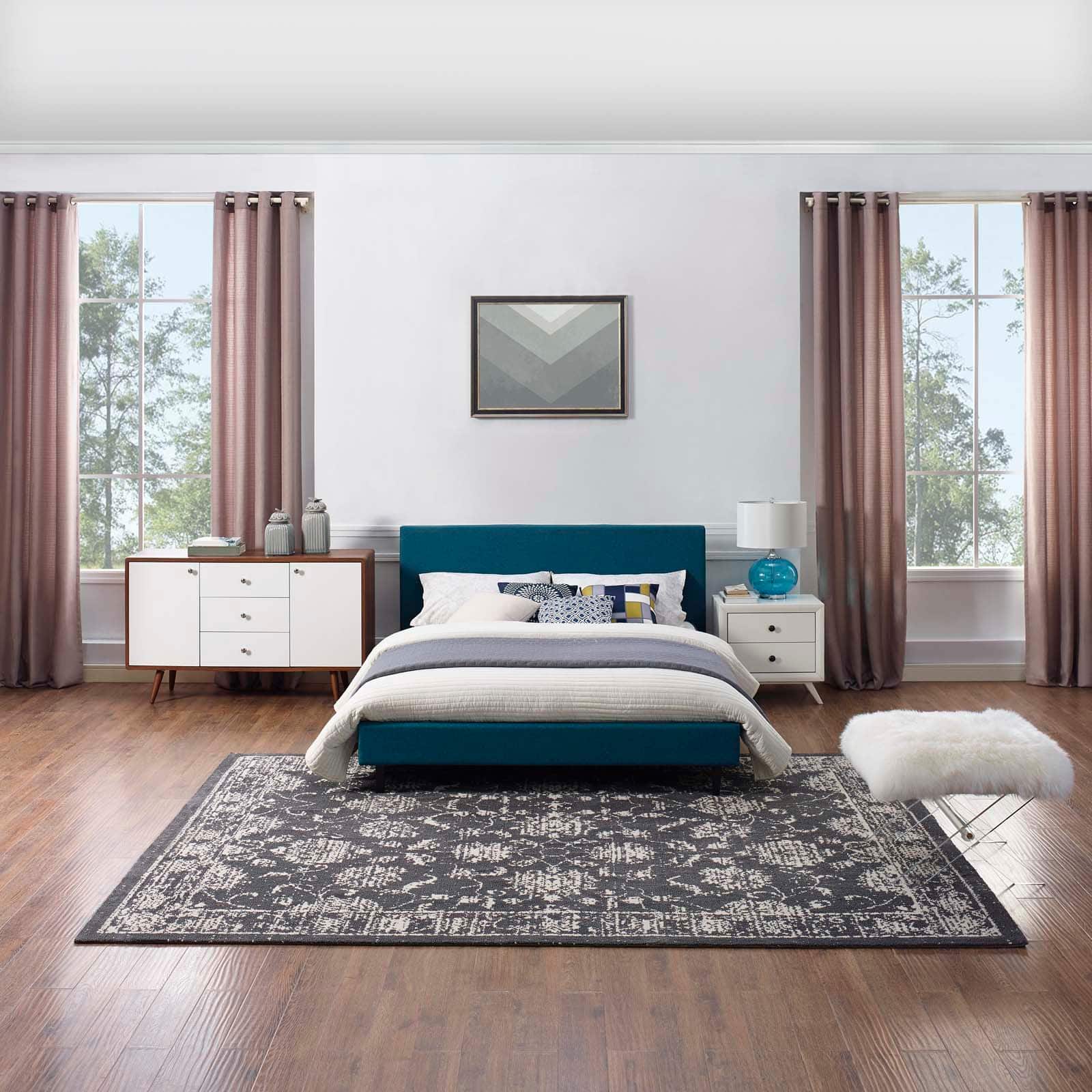 Modway - Kazia Distressed Floral Lattice Area Rug - Dark Gray and Ivory