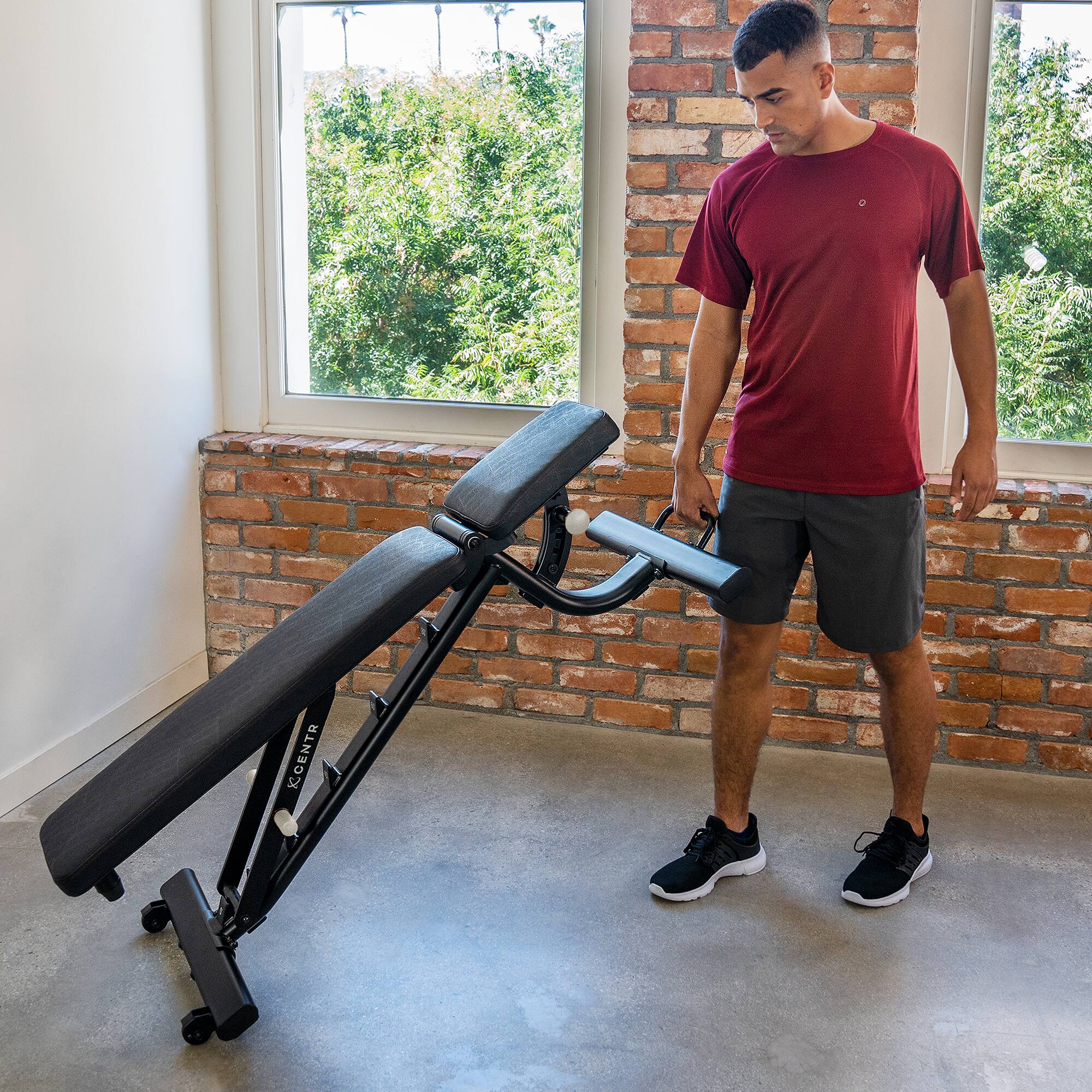 Alt View 12. Centr - Centr Flat, Incline, Decline Workout Bench with 3-month Centr Membership - Black.