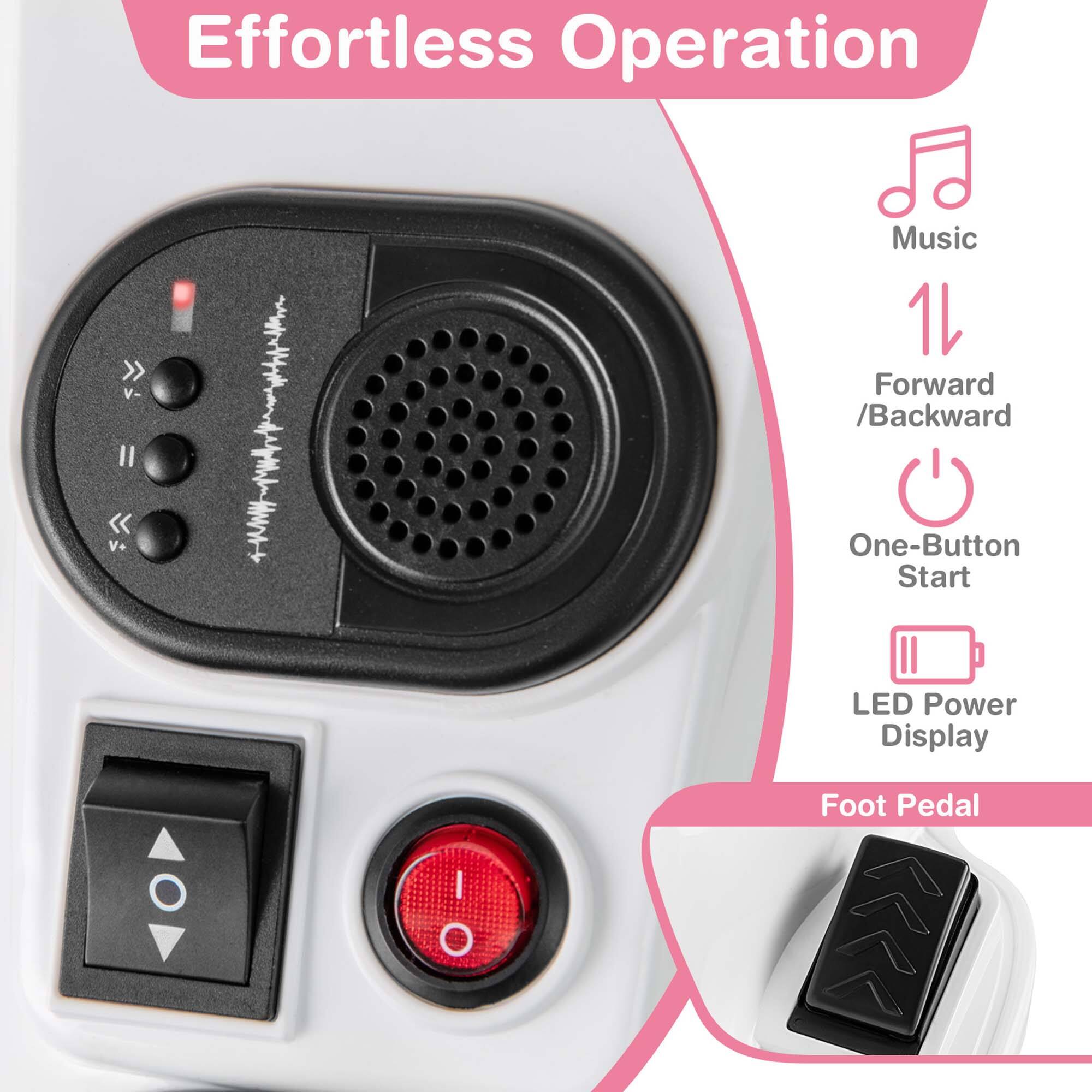 Effortless Operation
- Music
- Forward / Backward
- One-Button Start
- LED Power Display
- Foot Pedal