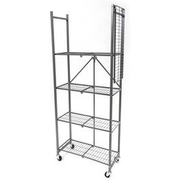 Origami - RPR Series 5 Shelf Slim Steel Pantry Rack Holds up to 100 Pounds - Silver